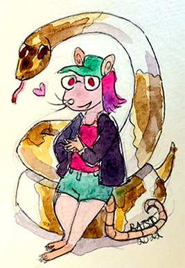 Watercolor Rat example 4